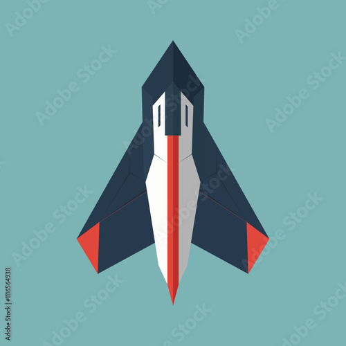 2D Space ship Flat design in minimal color