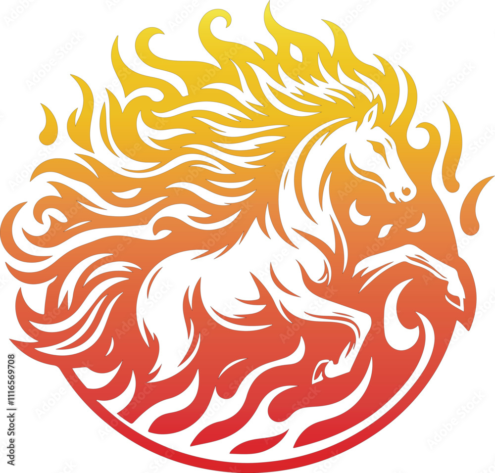 Horse running through flames of fire Horse running through flames of fire