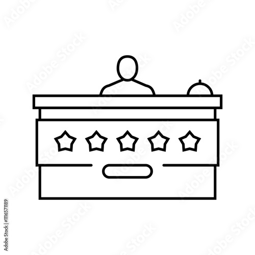 reception desk hospitality hotel line icon vector. reception desk hospitality hotel sign. isolated contour symbol black illustration