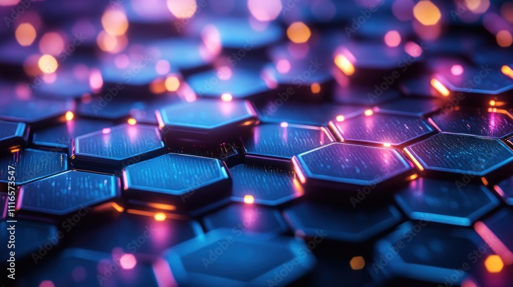 Obraz premium Abstract glowing hexagonal network.