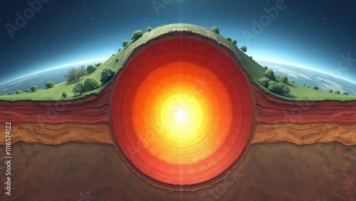 Detailed diagram showing Earth's crust, mantle, and core with clear color separation and labels for educational material