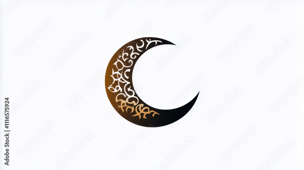Obraz premium Arab logo featuring a stylized half-moon design, incorporating intricate patterns and minimalist details.