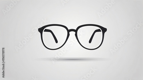 Creative design featuring a minimalistic logo of eyeglasses with a sleek background