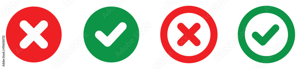 Check mark icon button set. Check box icon with right and wrong buttons and yes or no checkmark icons in green tick box and red cross. Set of check box icon with right and wrong buttons and yes or no Check mark icon button set. Check box icon with right and wrong buttons and yes or no checkmark icons in green tick box and red cross. Set of check box icon with right and wrong buttons and yes or no