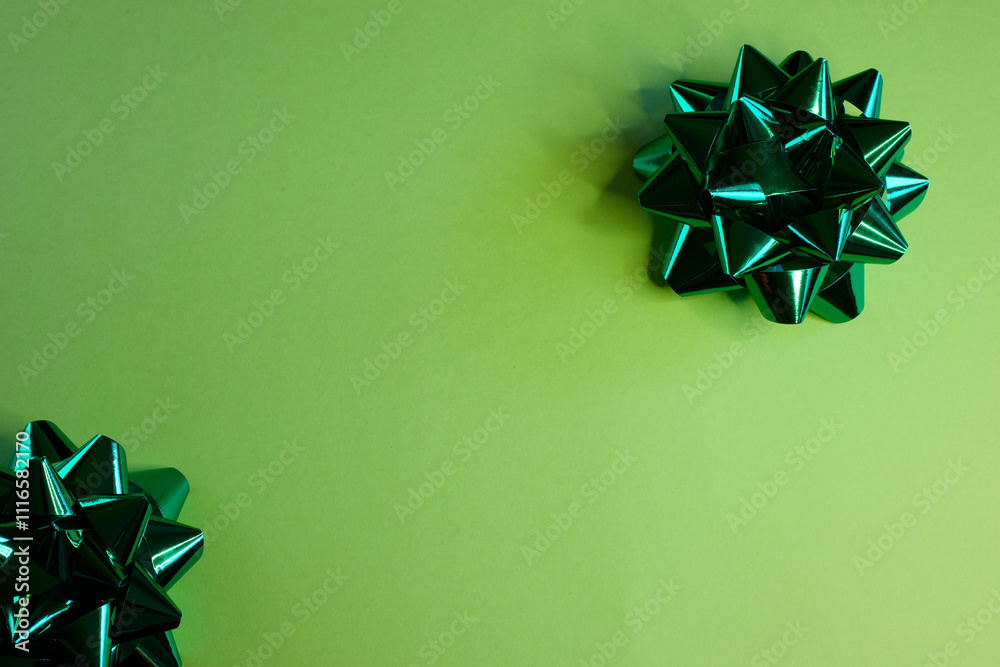 Elegant and Beautiful Green Gift Bows Set Against a Soft and Appealing Background