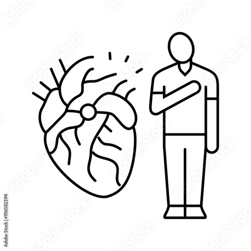 heart man disease line icon vector. heart man disease sign. isolated contour symbol black illustration