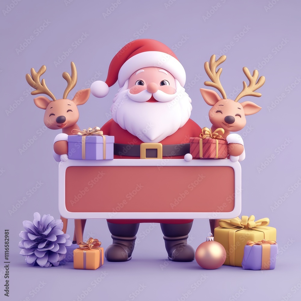 Cute reindeer and Santa. Christmas holiday greeting card design background template. Cute reindeer and Santa. Christmas holiday greeting card design background template.