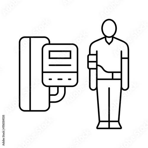 high blood pressure man disease line icon vector. high blood pressure man disease sign. isolated contour symbol black illustration