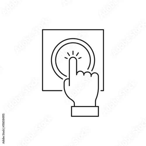 Finger pressing a button. Switch on icon line style isolated on white background. Vector illustration