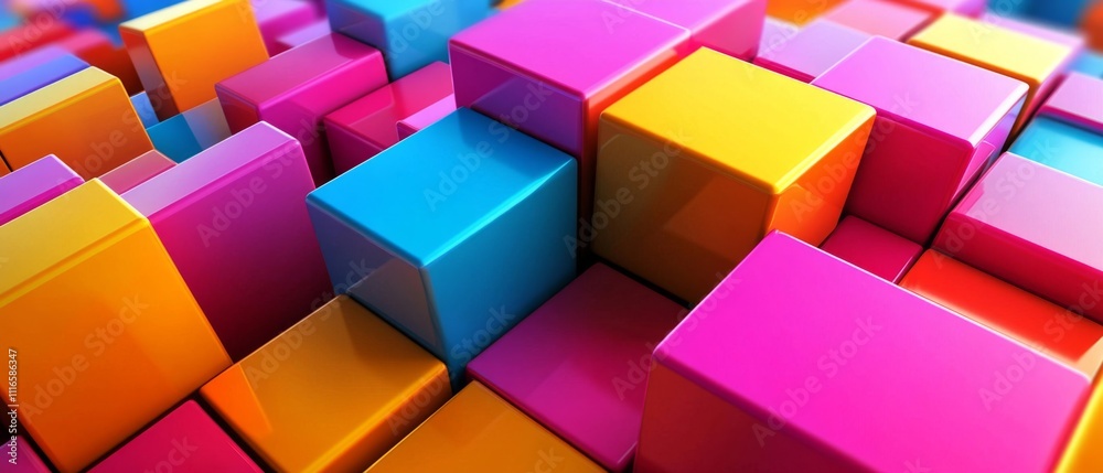 Obraz premium A Colorful Abstract Arrangement of Shiny Cubes