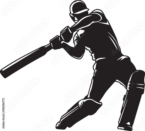 A cricket player silhouette vector illustration