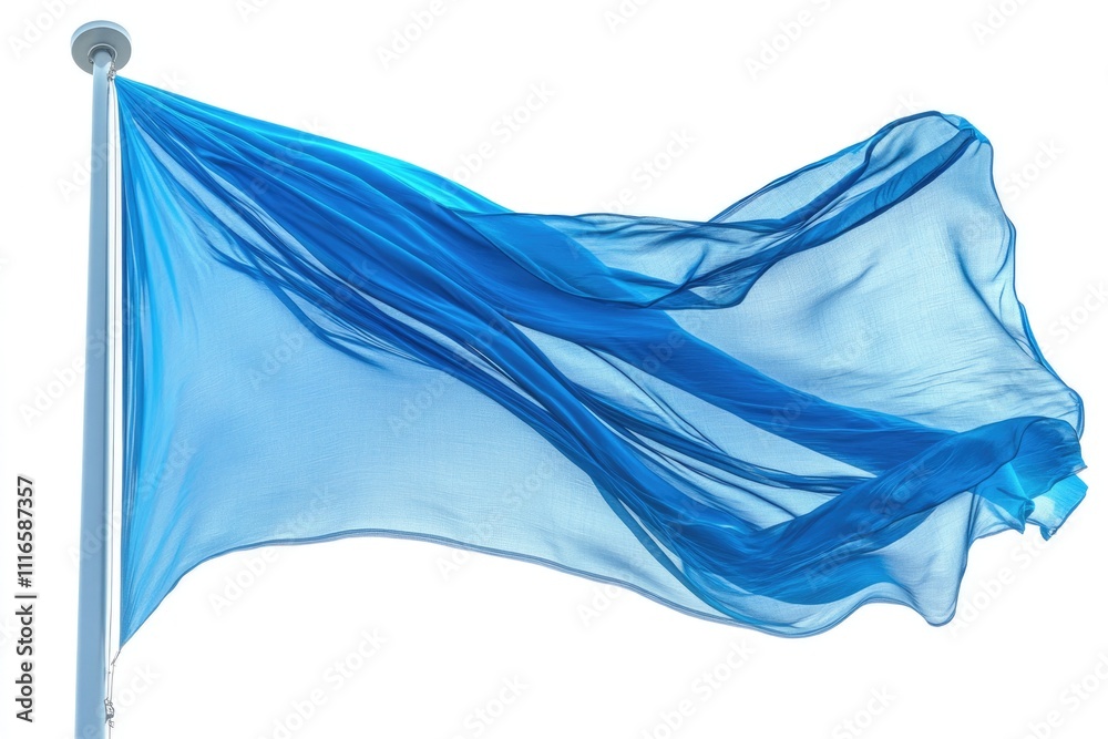 Vibrant Blue Banner Flying Proudly on a Flagpole Against a Clear Sky Vibrant Blue Banner Flying Proudly on a Flagpole Against a Clear Sky