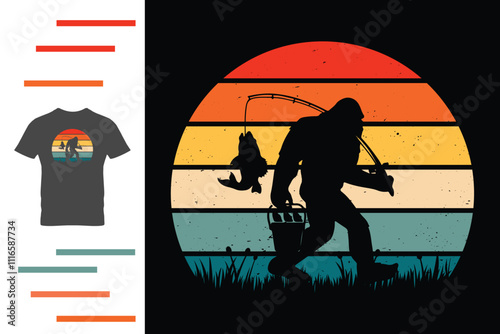 Bigfoot fishing t shirt design