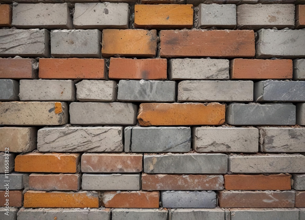 Obraz premium Weathered concrete bricks with exposed aggregate and a worn texture on the surface, building material, rugged, concrete