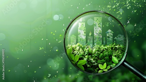 Icon of Reducing CO2 Emissions Inside a Magnifier Glass, Highlighting Efforts to Combat Climate Change and Improve Environmental Sustainability photo