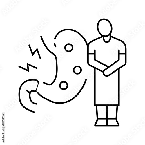 ulcers man disease line icon vector. ulcers man disease sign. isolated contour symbol black illustration