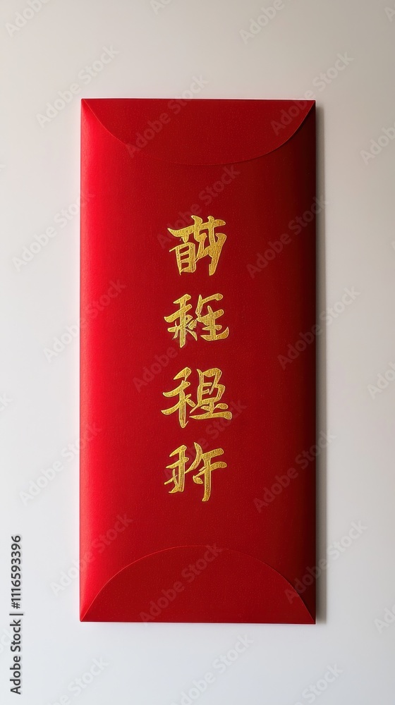 Red Envelope with Gold Chinese New Year Blessings Red Envelope with Gold Chinese New Year Blessings