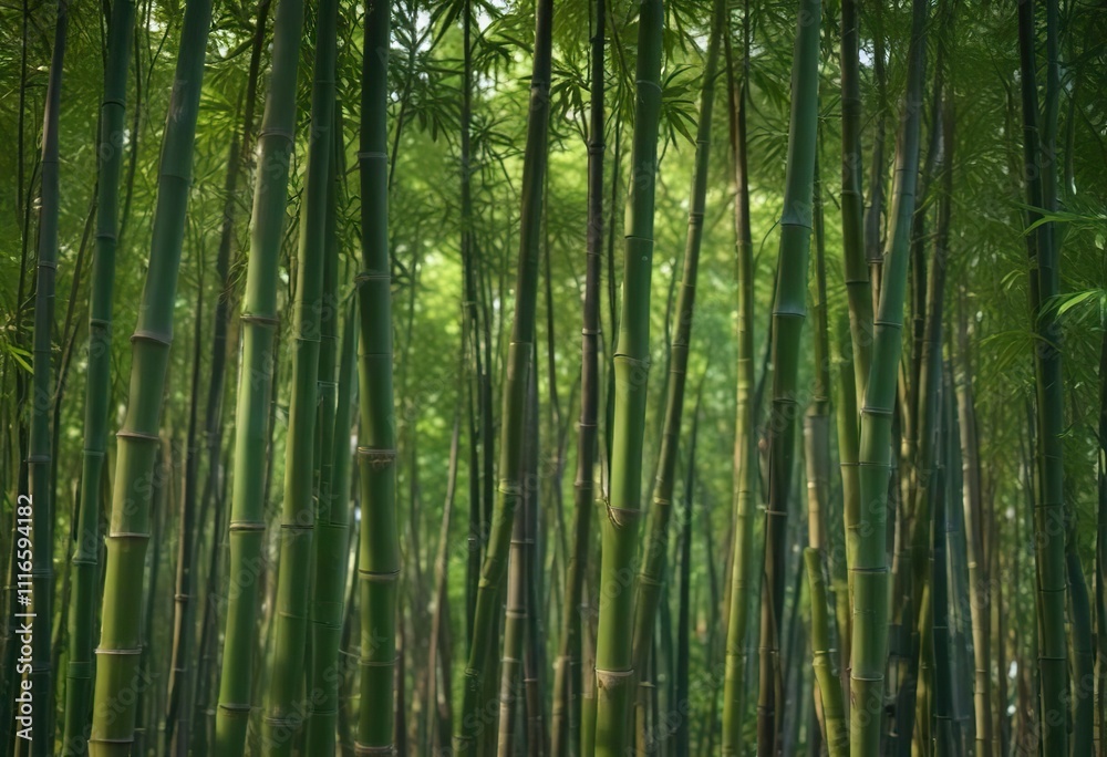 Fototapeta premium Bamboo stalks growing in different directions, creating a sense of movement and energy , forest, trees, growth