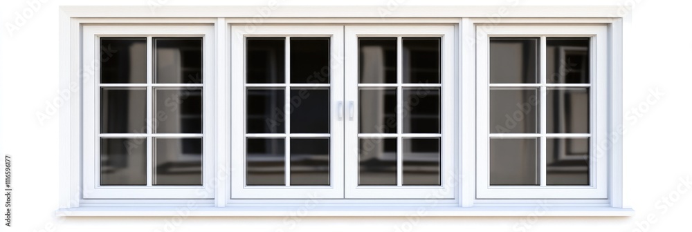 Elegant Double Door Window with Glass Frame, Isolated on Clean White Background for Modern Home Design Elegant Double Door Window with Glass Frame, Isolated on Clean White Background for Modern Home Design