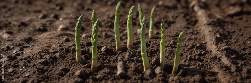 Soil rich with nutrients supporting healthy asparagus growth , agriculture, soil, fertility Soil rich with nutrients supporting healthy asparagus growth , agriculture, soil, fertility