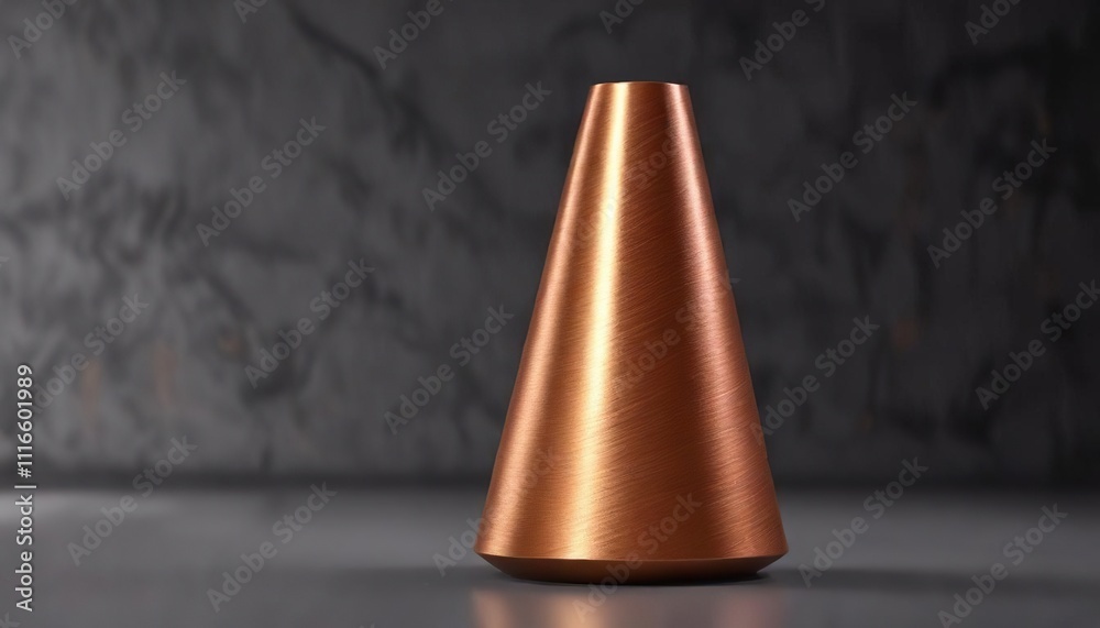 Bronze lurex wool wrapped around a sleek metal cone, woven pattern, cone shape Bronze lurex wool wrapped around a sleek metal cone, woven pattern, cone shape