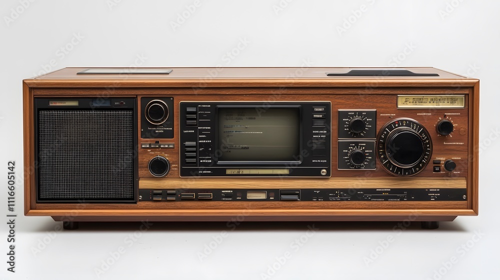 Fototapeta premium Old Antique Radio, Abstract Image, Texture, Pattern Background, Wallpaper, Cover and Screen for Smartphone, PC, Laptop, 9:16 and 16:9 Format