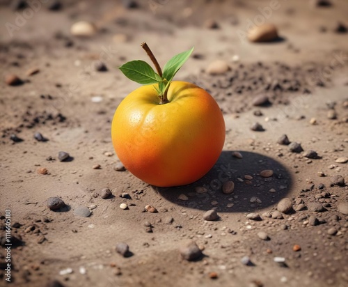 A single barattiere fruit lying on the ground , botanical details, cucumber hybrid photo