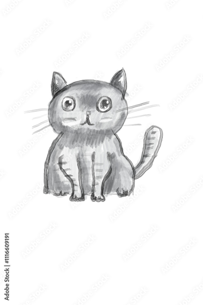 Obraz premium Funny gray cats childish drawing style, isolated
