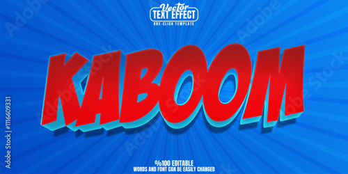 Comic editable text effect, customizable book and kaboom 3d font style