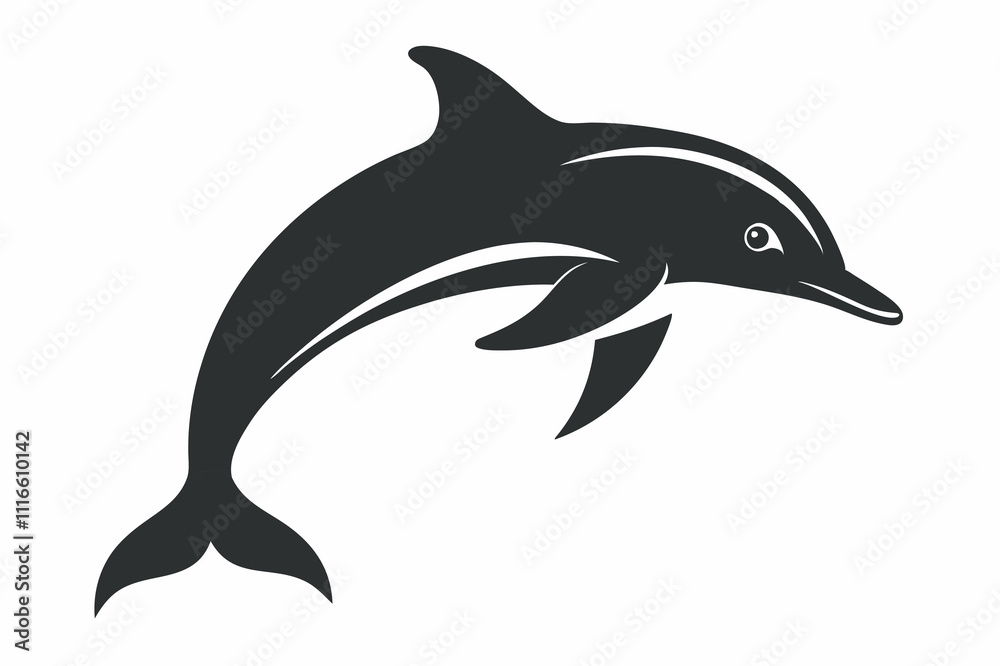 Dolphin silhouette vector illustration on white background Dolphin silhouette vector illustration on white background
