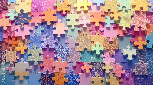 Pastel Puzzle Pieces, A conceptual artwork for neurodevelopmental disorders photo