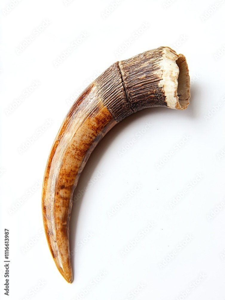 Naklejka premium Wild Antelope Horn on Pure White Background - Isolated Nature Showcase