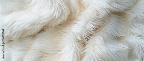 Soft, luxurious white fur texture fills the frame, inviting a sense of comfort, warmth, and coziness in a visually soothing display.