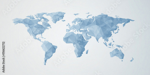 Low poly World map planet Earth global business connection. Online network Europe Africa America continents. International partnership communication polygonal globalization  illustration