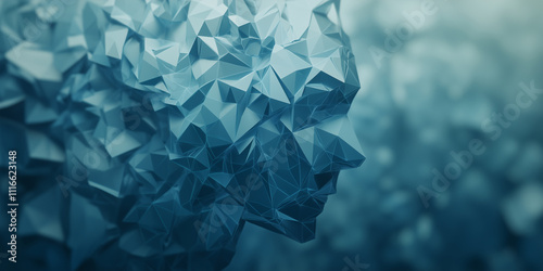  Low poly human profile head. Male profile face side view. Innovation technology creative thinking  illustration