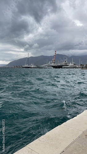 Yacht Porto Montenegro. Elite area of Tivat in Montenegro