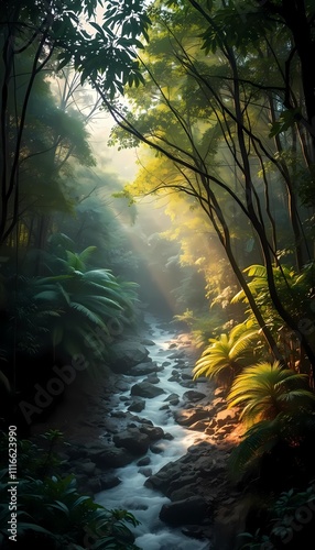Serene Jungle Brook Crafted by AI