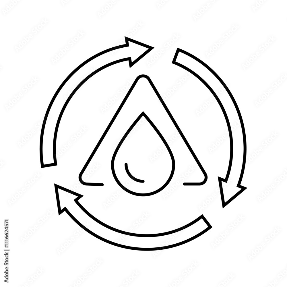 recycling water saving line icon vector. recycling water saving sign. isolated contour symbol black illustration recycling water saving line icon vector. recycling water saving sign. isolated contour symbol black illustration