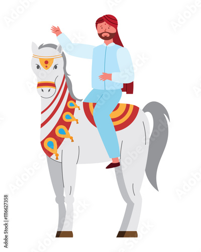 man riding hindu horse