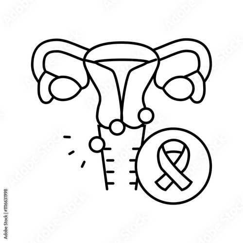 cervical cancer woman disease line icon vector. cervical cancer woman disease sign. isolated contour symbol black illustration