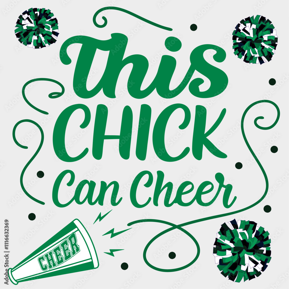 Fototapeta premium This Chick Can Cheer Printable Vector Illustration