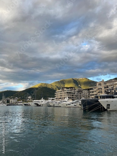 Yacht Porto Montenegro. Elite area of Tivat in Montenegro