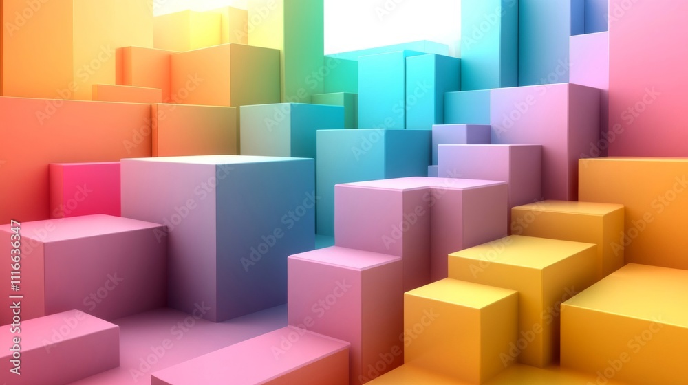 Abstract 3D Render of Colorful Cubes and Rectangular Prisms Abstract 3D Render of Colorful Cubes and Rectangular Prisms