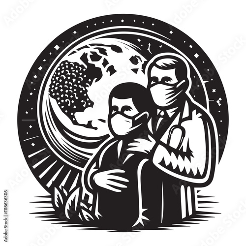world day of the sick black color vector design white color background