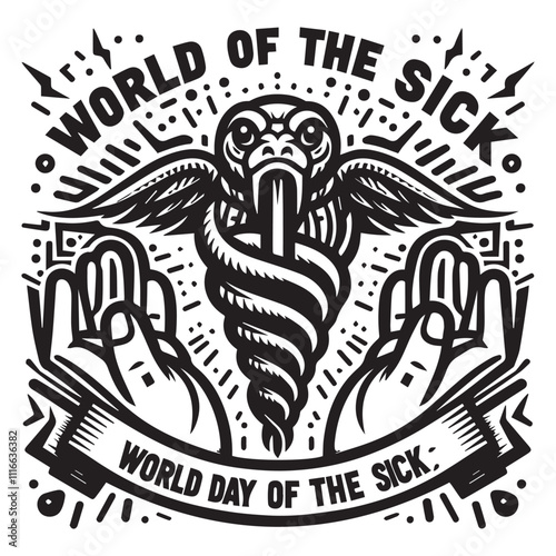 world day of the sick black color vector design white color background