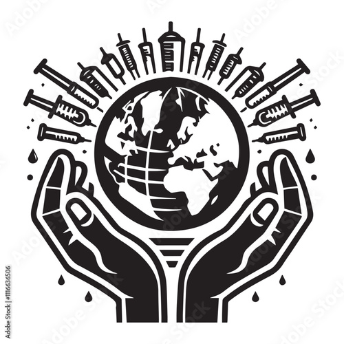 world day of the sick black color vector design white color background