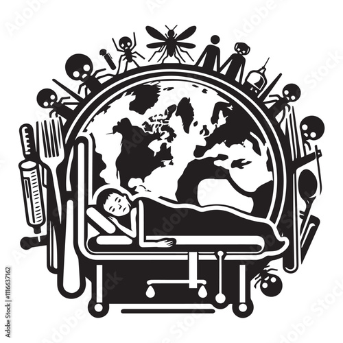 world day of the sick black color vector design white color background
