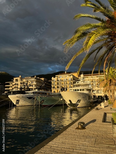 Yacht Porto Montenegro. Elite area of Tivat in Montenegro