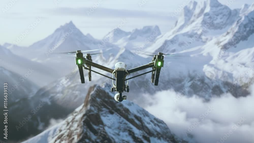 Dji Inspire Drone Flying Over Snowy Mountain Peaks Aerial Adventure Technology Innovation