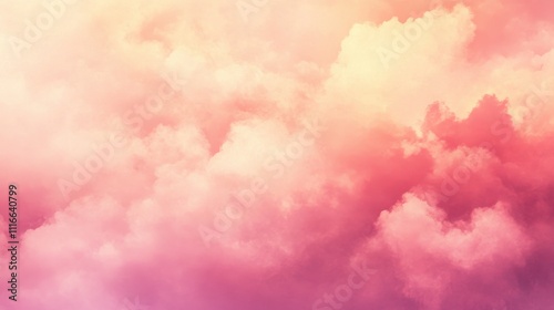 Soft, pastel pink and orange cloudscape, dreamy, ethereal, textured background.